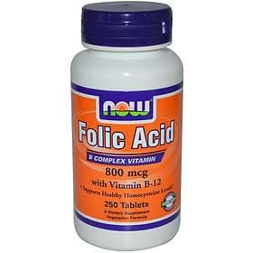 Now Foods Folic Acid 800mcg + B-12 250 Tablets