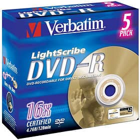 Verbatim DVD-R 4.7GB 16x 5-pack Jewel Case Lightscribe