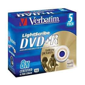 Verbatim DVD+R 4.7GB 8x 5-pack Jewel Case Lightscribe