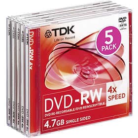 TDK DVD-RW 4.7GB 4x 5-pack Jewel Case