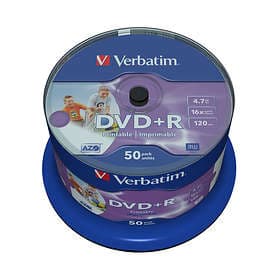 Verbatim DVD+R 4.7GB 16x 50-pack Cakebox Wide Inkjet