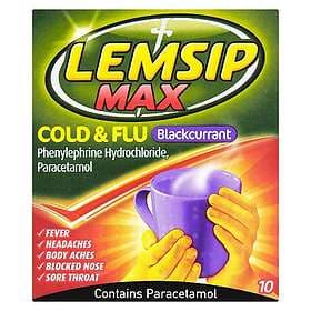 Lemsip Cold & Flu Blackcurrant Pulver 10pcs