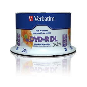 Verbatim DVD+R DL 8.5GB 8x 50-pack Cakebox Life Series Wide Inkjet