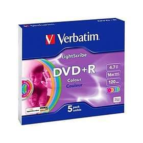Verbatim DVD+R 4.7GB 16x 5-pack Slim Case Lightscribe