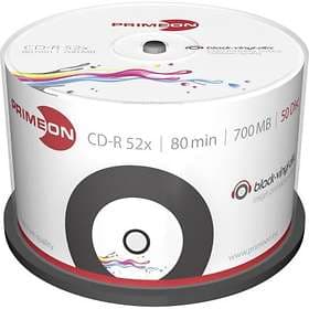 PRIMEON CD-R 700MB 52x 50-pack Cakebox Black-vinyl-disc Inkjet Printable