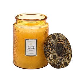 Voluspa Baltic Amber Large Embossed Glass Jar Candle
