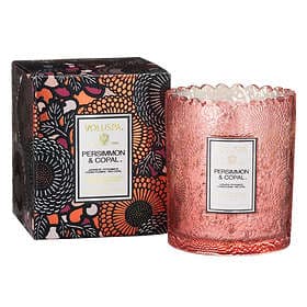 Voluspa Large Embossed Glass Jar Candle Persimmon & Copal