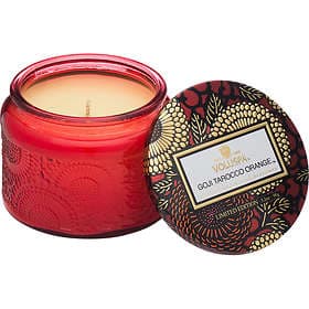 Voluspa Goji Tarocco Orange Petite Embossed Glass Jar Candle