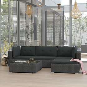 vidaXL 5 Piece Garden Lounge Set with Cushions Poly Rattan Black
