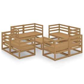 vidaXL 9 Piece Garden Lounge Set Honey Brown Solid Pinewood