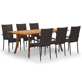 vidaXL 7 Piece Garden Dining Set Brown