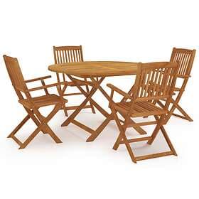 vidaXL 5 Piece Folding Garden Dining Set Solid Acacia Wood