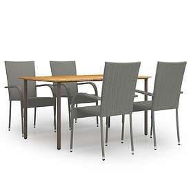 vidaXL 5 Piece Garden Dining Set Poly Rattan Grey