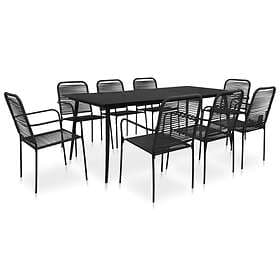 vidaXL 9 Piece Outdoor Dining Set Cotton Rope and Steel Black