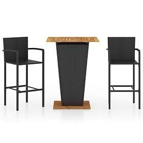 vidaXL 3 Piece Garden Bar Set Black