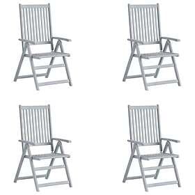 vidaXL Garden Reclining Chairs 4 pcs Grey Solid Acacia Wood