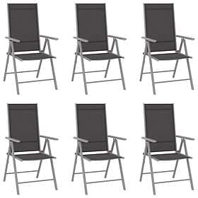 vidaXL Folding Garden Chairs 6 pcs Textilene Black
