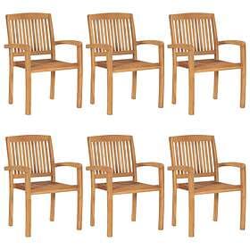 vidaXL Stacking Garden Chairs 6 pcs Solid Teak Wood
