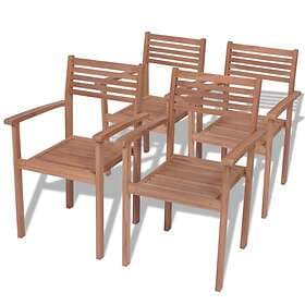 vidaXL Stackable Garden Chairs 4 pcs Solid Teak Wood