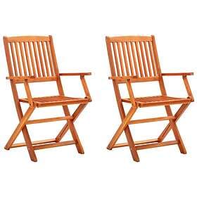 vidaXL Folding Garden Chairs 2 pcs Solid Eucalyptus Wood