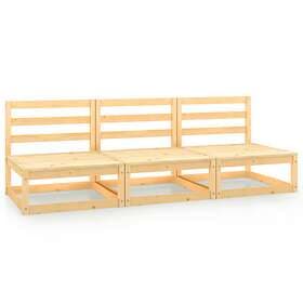 vidaXL Garden Middle Sofas 3 pcs Solid Pinewood