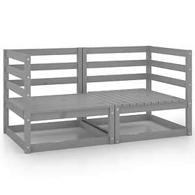 vidaXL Garden Corner Sofas 2 pcs Grey Solid Pinewood