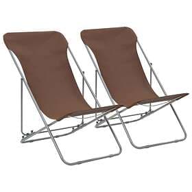vidaXL Folding Beach Chairs 2 pcs Steel and Oxford Fabric Brown