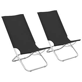 vidaXL Folding Beach Chairs 2 pcs Black Fabric