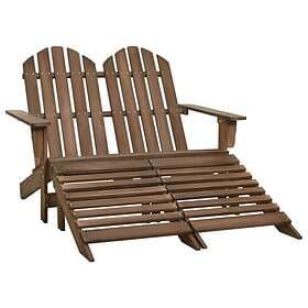 vidaXL 2-Seater Garden Adirondack Chair&Ottoman Fir Wood Brown