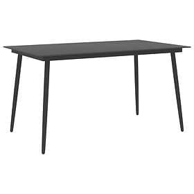 vidaXL Garden Dining Table Black 150x90x74 cm Steel and Glass