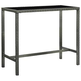 vidaXL Garden Bar Table Grey 130x60x110 cm Poly Rattan and Glass