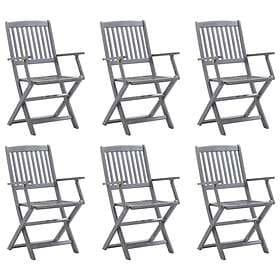 vidaXL Folding Outdoor Chairs 6 pcs Solid Acacia Wood