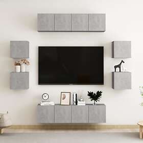 vidaXL 8 Piece TV Cabinet Set Concrete Grey Chipboard