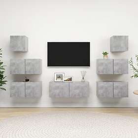 vidaXL 7 Piece TV Cabinet Set Concrete Grey Chipboard