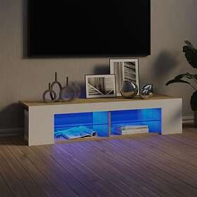 vidaXL TV Cabinet with LED Lights White and Sonoma Oak 135x39x30 cm