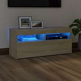 vidaXL TV Cabinet with LED Lights Sonoma Oak 90x35x40 cm