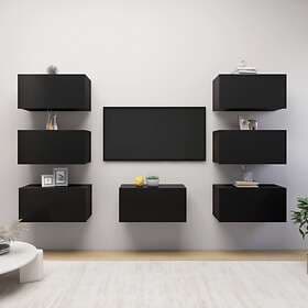 vidaXL TV Cabinets 7 pcs Black 30.5x30x60 cm Chipboard
