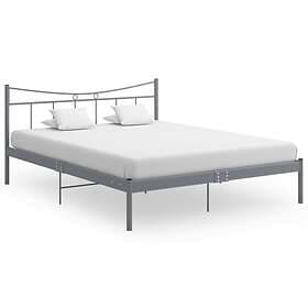 vidaXL Bed Frame Grey Metal and Plywood 140x200 cm