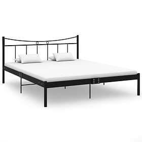 vidaXL Bed Frame Black Metal and Plywood 160x200 cm