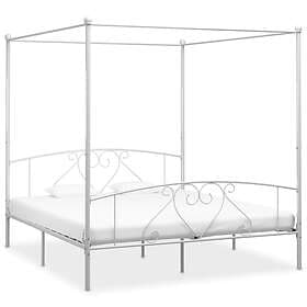 vidaXL Canopy Bed Frame White Metal 6FT Super King