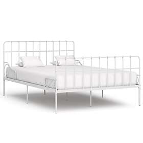vidaXL Bed Frame with Slatted Base White Metal 160x200 cm