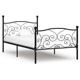 vidaXL Bed Frame with Slatted Base Black Metal 90x200 cm