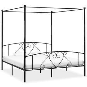 vidaXL Canopy Bed Frame Black Metal 6FT Super King