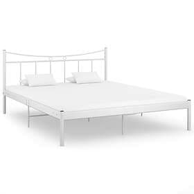 vidaXL Bed Frame White Metal and Plywood 160x200 cm