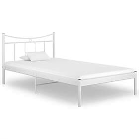 vidaXL Bed Frame White Metal and Plywood 100x200 cm