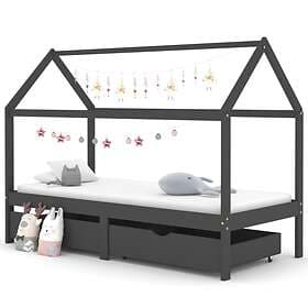 vidaXL Kids Bed Frame with Drawers Dark Grey Solid Pine Wood 90x200cm