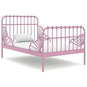 vidaXL Extendable Bed Frame Pink Metal 80x130/200 cm