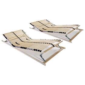 vidaXL Slatted Bed Bases 2 pcs with 28 Slats 7 Zones 70x200 cm