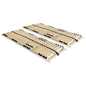 vidaXL Slatted Bed Bases 2 pcs with 28 Slats 7 Zones 80x200 cm