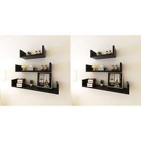 vidaXL Wall Shelves 6 pcs Black